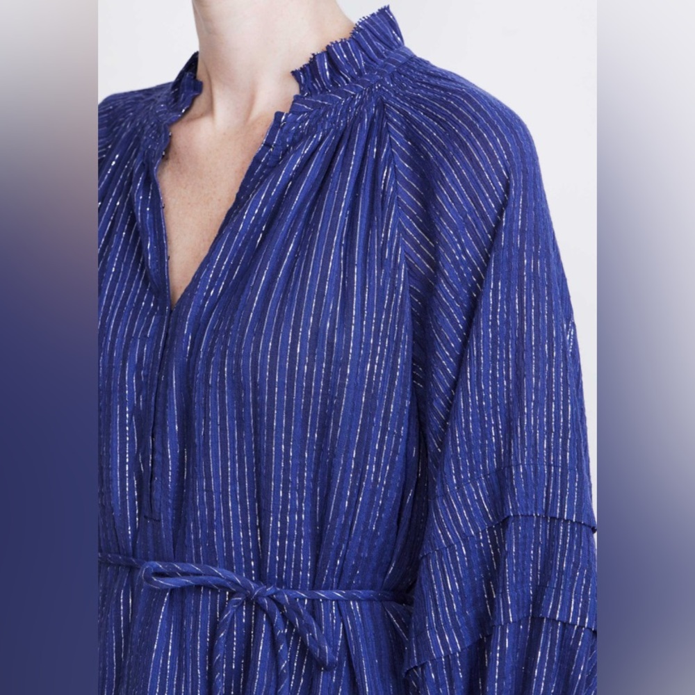 Apiece Apart Laguna mini dress in silver lurex stripes size M - Picture 3 of 13